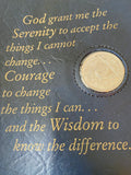 AA Big Book Cover Leather Feel Vinyl Medallion Holder Serenity Prayer Blue Color