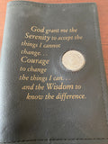 AA Big Book Cover Black Color Vinyl Leather Feel Medallion Holder Serenity Prayer Black Color