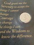 AA Big Book Cover Vinyl Leather Feel Medallion Holder Serenity Prayer Black Color