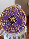 2 Year NA Clean Time Chip Purple White Tri-Plate Narcotics Anonymous Medallion