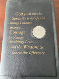 AA Big Book Cover Black Color Vinyl Leather Feel Medallion Holder Serenity Prayer Black Color