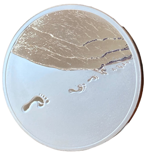 Footprints In The Sand 1oz Silver It Was Then That I Carried You .999 Fine Silver Medallion Chip Pocket Token