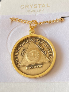 1 Year AA Medallion Gold Plated Necklace Holder