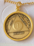 1 Year AA Medallion Gold Plated Necklace Holder