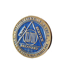 48 Year AA Medallion Reflex Blue Gold Plated Sobriety Chip