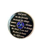 1 Year AA Medallion Blue Sapphire Transition Crystal Sobriety Chip