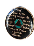 2 Year AA Medallion Green Transition Crystal Tri-Plate Sobriety Chip