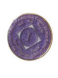 1 - 45 Year NA Tri-Plate Clean Time Chip Purple Lavender Glitter Medallion