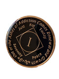 1 Year NA Style Clean Time Chip Black Phoenix Rising From Ashes Tri-Plate Sobriety Medallion