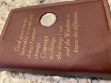 AA Big Book Cover Vinyl Leather Feel Medallion Holder Serenity Prayer Burgundy Color