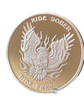 Ride Sober Ride Free Eagle Flames .5 Oz Fine Silver Sobriety Chip Medallion