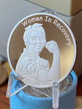 Women In Recovery Medallion .5 Oz Fine Silver Rosie Riveter Serenity Prayer Sobriety Chip