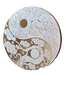 Sakura Tree Cherry Blossom Ying Yang .5 Oz Fine Silver Serenity Prayer Medallion