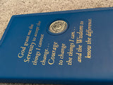 AA Twelve And Twelve Book Cover Vinyl Leather Feel Medallion Holder Serenity Prayer Blue Color