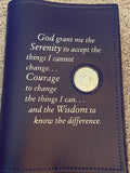 AA Big Book Cover Leather Feel Vinyl Medallion Holder Serenity Prayer Purple Color