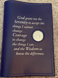 AA Big Book Cover Leather Feel Vinyl Medallion Holder Serenity Prayer Purple Color