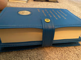 AA Big Book & 12 x 12 Double Cover Leather Feel Vinyl Medallion Holder Serenity Prayer Blue Color