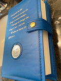 AA Big Book & 12 x 12 Double Cover Leather Feel Vinyl Medallion Holder Serenity Prayer Blue Color