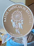 Native American in Recovery Fine Silver Dreamcatcher Medallion Blessing Prayer Sobriety Chip