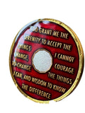 1 Year AA Medallion Metallic Red Black Gold and Nickel Plated Tri-Plate Sobriety Chip