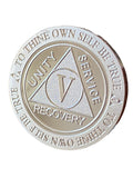 5 Year AA Medallion .999 Fine Silver 1 oz Sobriety Chip Serenity Prayer Back