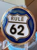 RULE 62 AA Medallion Distressed Blue Don't Take Yourself Too Damn Serious Sobriety Chip