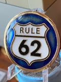 RULE 62 AA Medallion Distressed Blue Don't Take Yourself Too Damn Serious Sobriety Chip