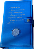 AA Big Book & 12 x 12 Double Cover Leather Feel Vinyl Medallion Holder Serenity Prayer Blue Color