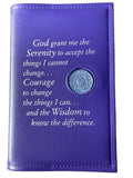 AA Big Book Cover Leather Feel Vinyl Medallion Holder Serenity Prayer Purple Color