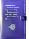 AA Big Book & 12 x 12 Double Cover Leather Feel Vinyl Medallion Holder Serenity Prayer Purple Color