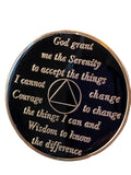 2 Year AA Medallion Skull Design Black Tri-Plate Sobriety Chip Serenity Prayer Back