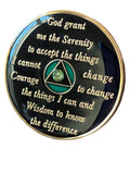 5 Year AA Medallion Green Transition Crystal Tri-Plate Sobriety Chip