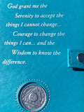 AA Big Book & 12 x 12 Double Cover Leather Feel Vinyl Medallion Holder Serenity Prayer Teal Color