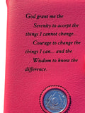 AA Big Book & 12 x 12 Double Cover Leather Feel Vinyl Medallion Holder Serenity Prayer Pink Color