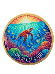 Sea Turtle Multi Color One Day At A Time Medallion Serenity Prayer Chip