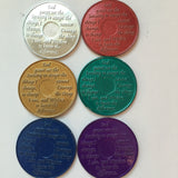 Set of 12 Aluminum AA Medallions Month 1 2 3 4 5 6 7 8 9 10 11 and 24 Hours