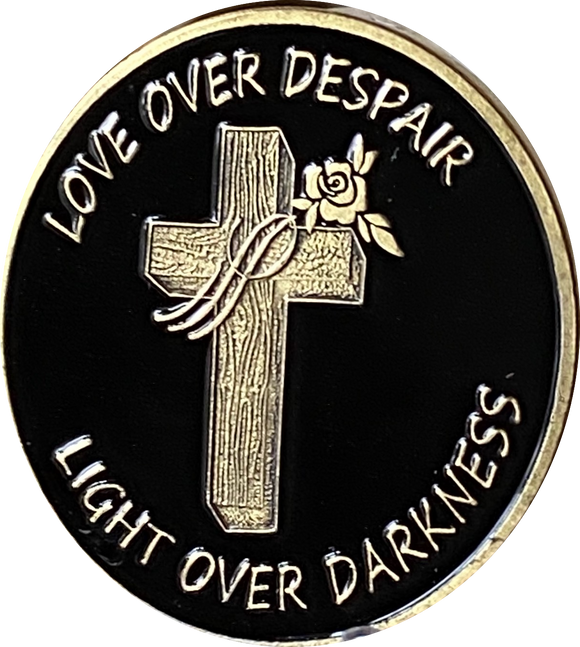 Cross Love Over Despair Light Over Darkness Black Color Serenity Prayer Medallion