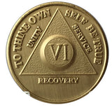 6 Year AA Medallion Bronze Wendells Sobriety Chip