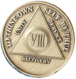 8 Year AA Medallion Bronze Wendells Sobriety Chip
