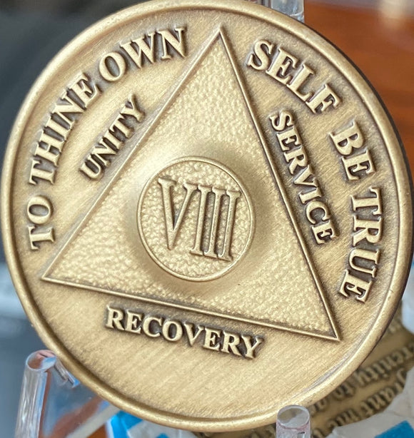 8 Year AA Medallion Bronze Wendells Sobriety Chip