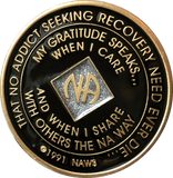 5 Year NA Medallion Official Black Silver Glitter Tri-Plate Narcotics Anonymous Chip