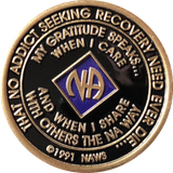 1 Year NA Clean Time Ship Blue Purple Narcotics Anonymous Medallion