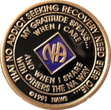 1 Year NA Clean Time Ship Blue Purple Narcotics Anonymous Medallion