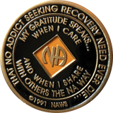 2 Year NA Clean Time Chip Orange Black Narcotics Anonymous Medallion