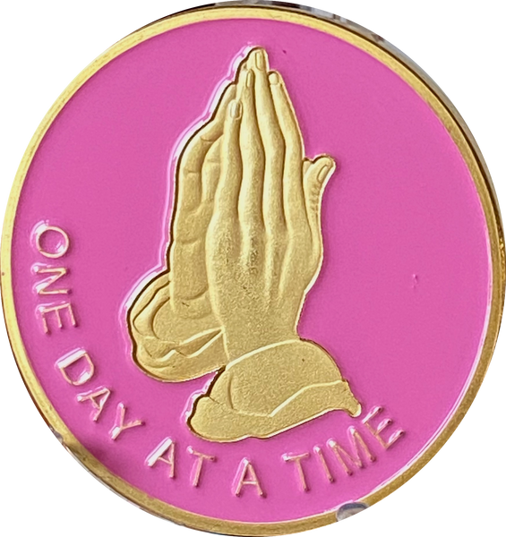 ビジネス・経済 Welcome to The Prudentia Praying Hands One Day At A Time Pink Gold Tone Serenity Prayer
