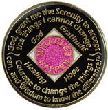 1 - 45 Year NA Tri-Plate Clean Time Chip Pink Glitter Medallion