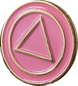 AA Lapel Pin Pink Gold Plated Circle Triangle Design No Year Plain Front 25mm