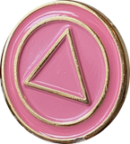 AA Lapel Pin Pink Gold Plated Circle Triangle Design No Year Plain Front 25mm