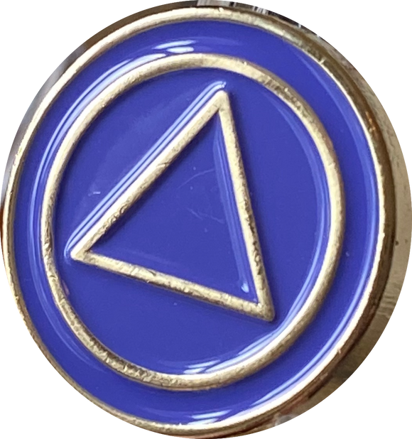 AA Lapel Pin Purple Gold Plated Circle Triangle Design No Year Plain Front 25mm