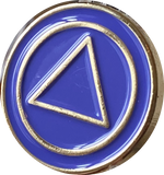 AA Lapel Pin Purple Gold Plated Circle Triangle Design No Year Plain Front 25mm